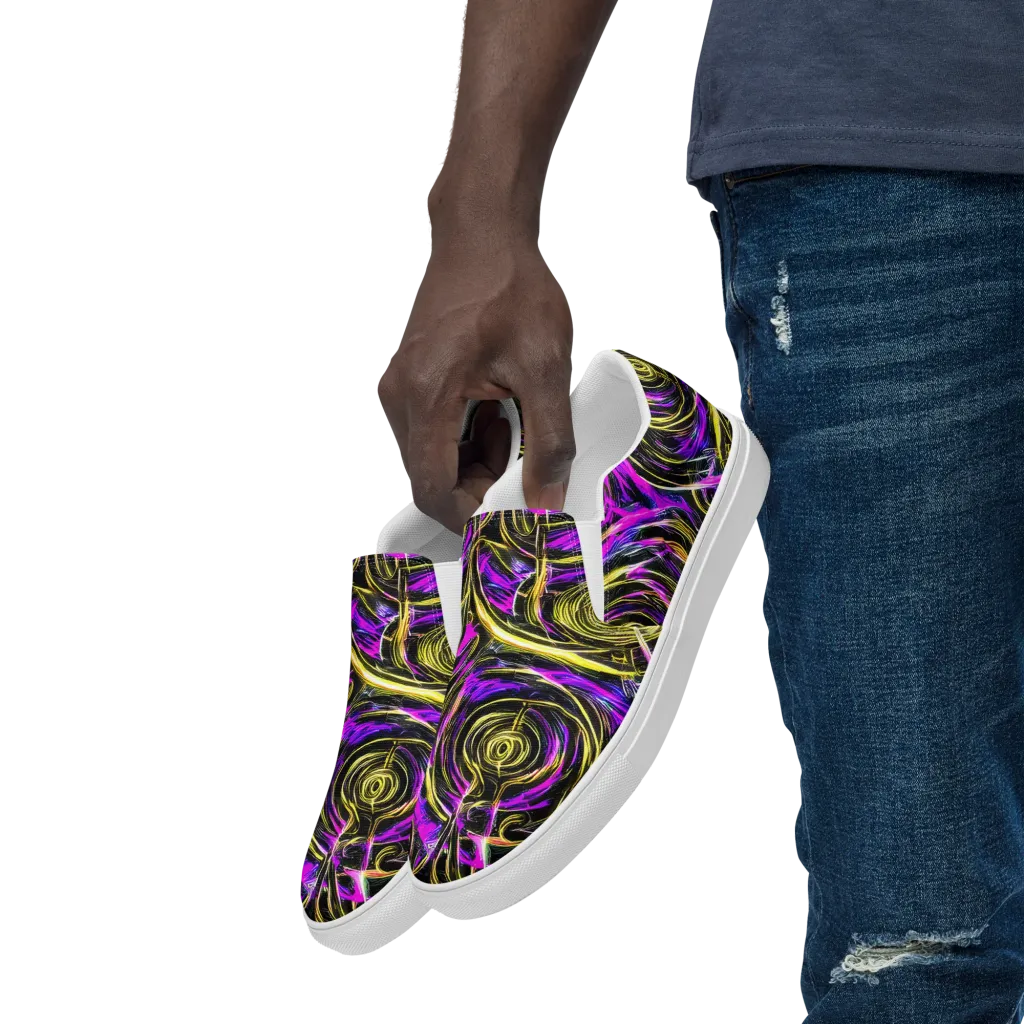 Ultraviolet Whirl on Men's Slip-On Canvas Shoes — Left Front