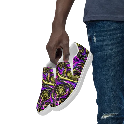 Ultraviolet Whirl on a Men's Slip-On Canvas Shoes