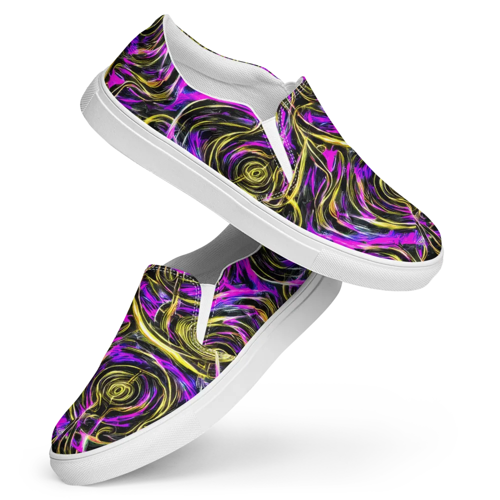 Ultraviolet Whirl on Women's Slip-On Canvas Shoes — Front