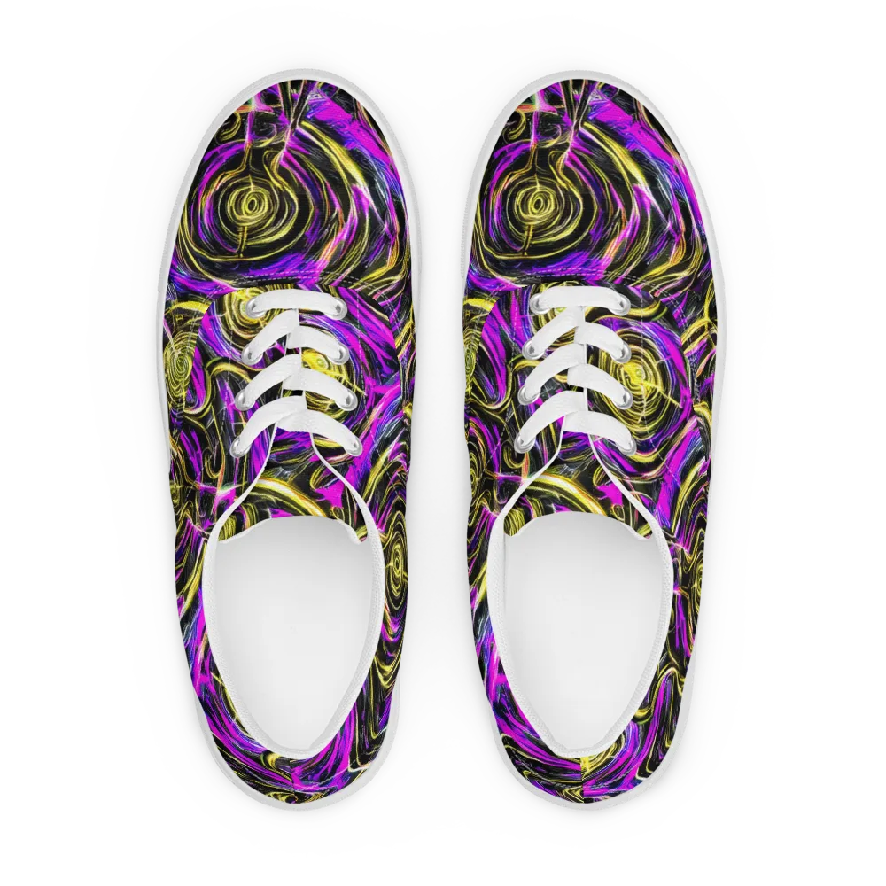 Ultraviolet Whirl on Men's Lace-Up Canvas Shoes — Front
