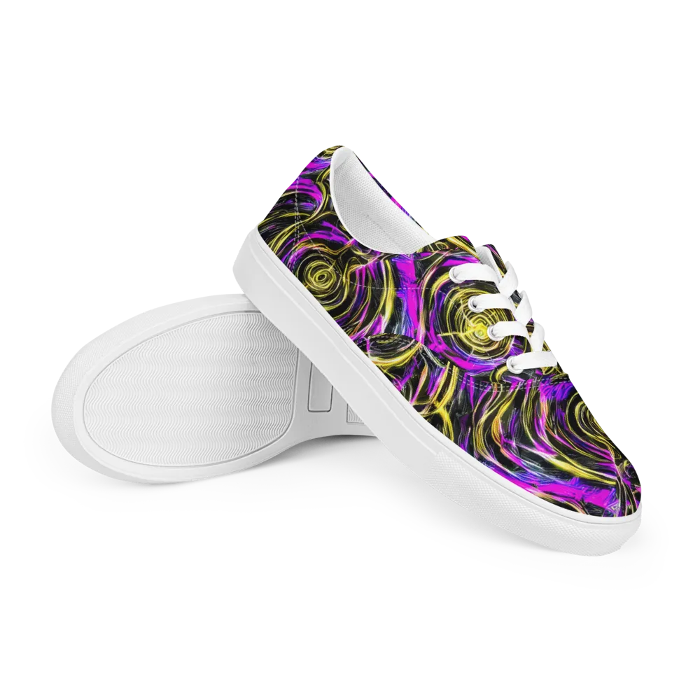 Ultraviolet Whirl on Men's Lace-Up Canvas Shoes — Right Front