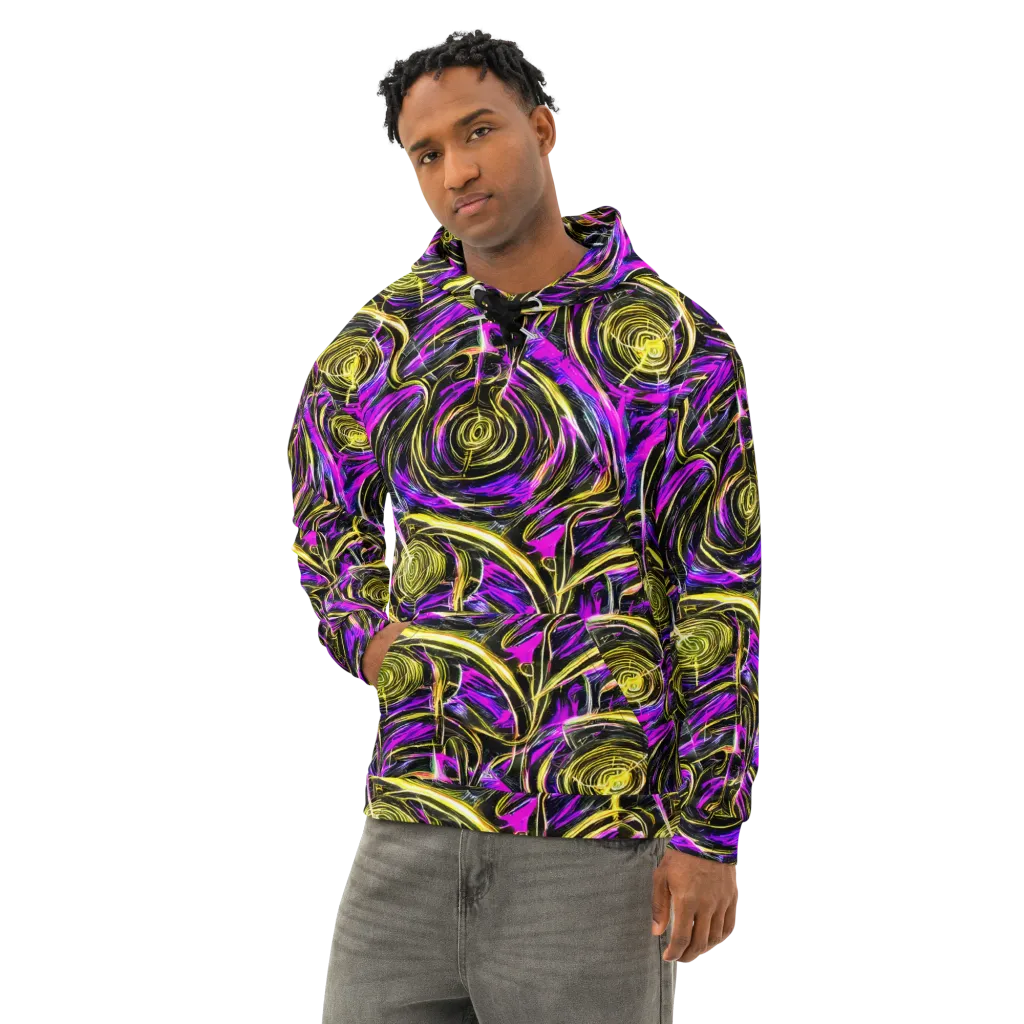 Ultraviolet Whirl on Cotton Hoodie — Left Front