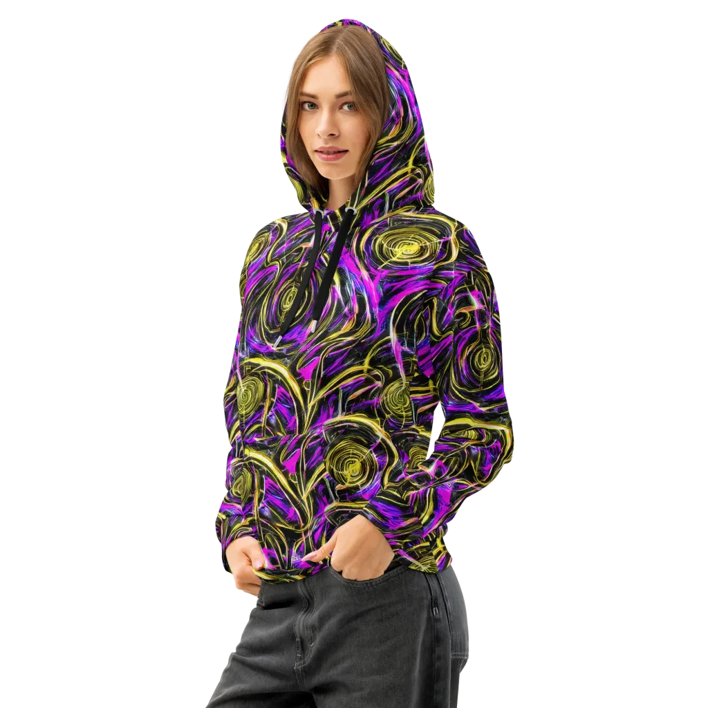 Ultraviolet Whirl on Cotton Hoodie — Left Front