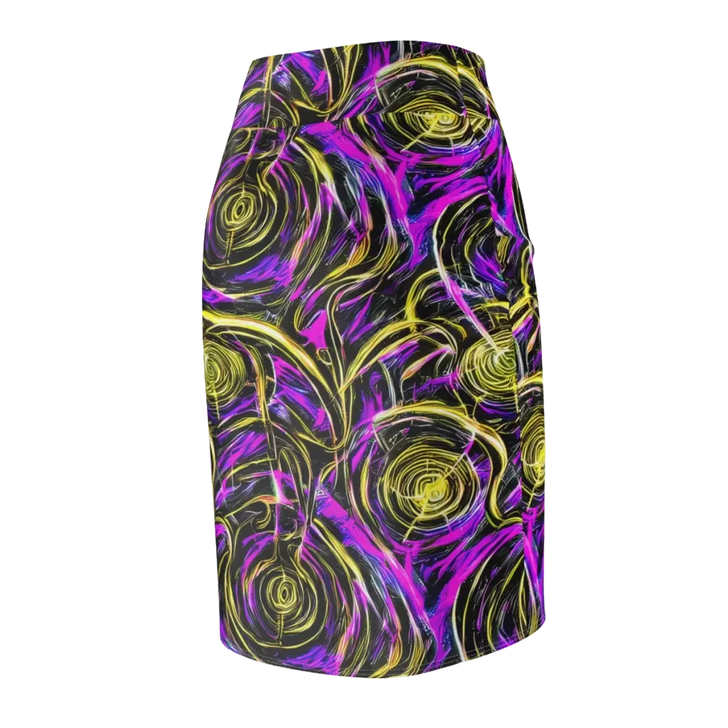 Ultraviolet Whirl on Pencil Skirt — Back Side