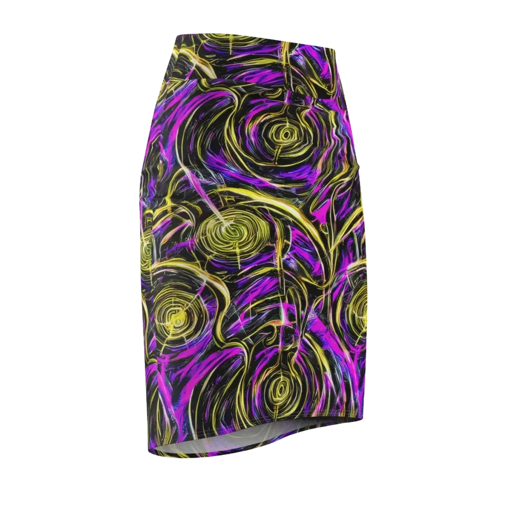 Ultraviolet Whirl on Pencil Skirt — Front Side