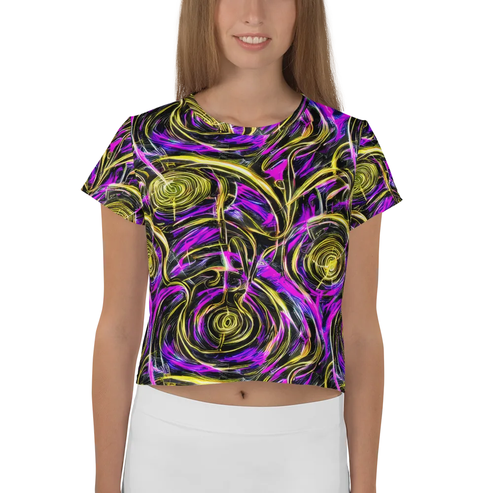Ultraviolet Whirl on Crop Tee — Front