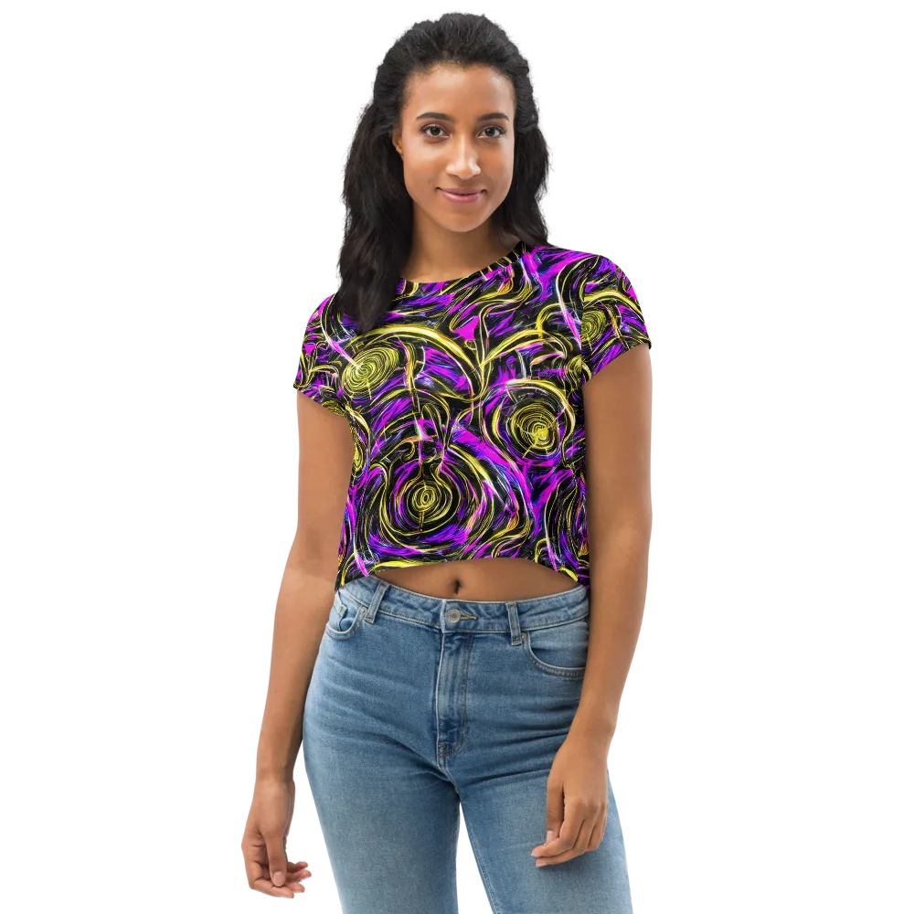 Ultraviolet Whirl on Crop Tee — Front