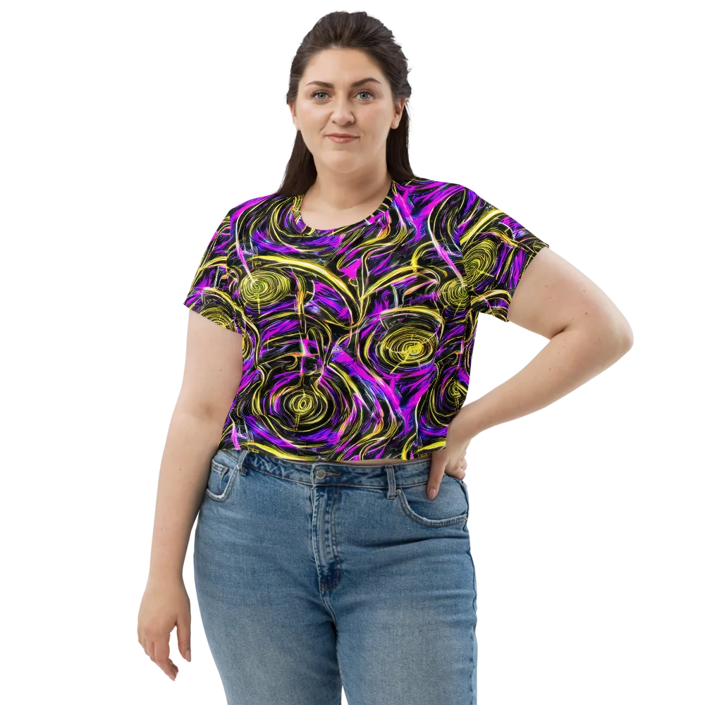 Ultraviolet Whirl on Crop Tee — Front