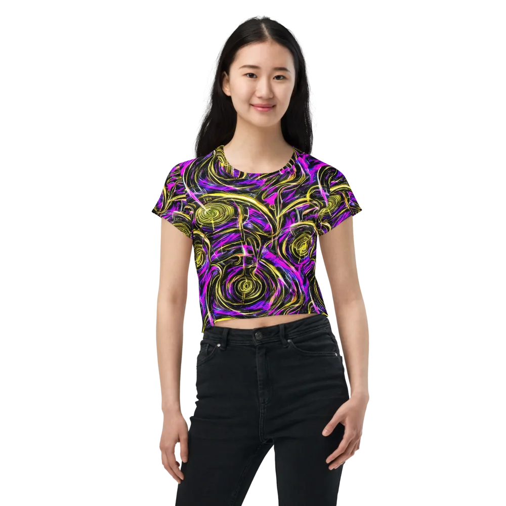 Ultraviolet Whirl on Crop Tee — Front
