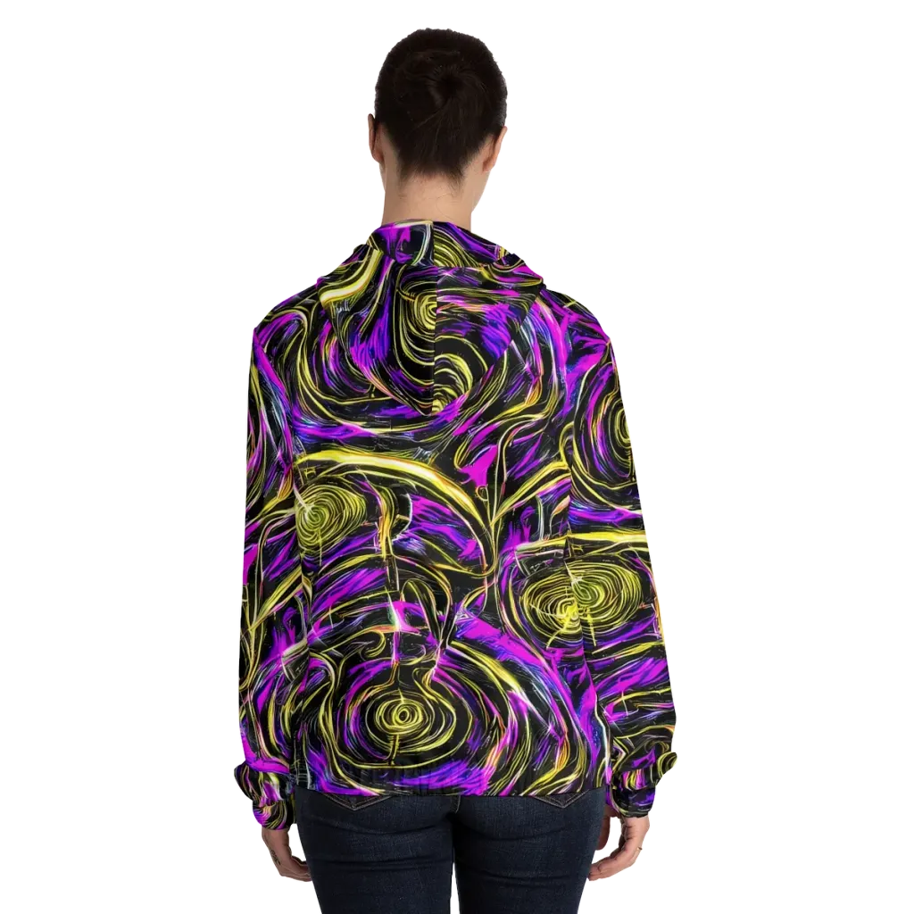 Ultraviolet Whirl on Women's Full-Zip Hoodie — Back On Person