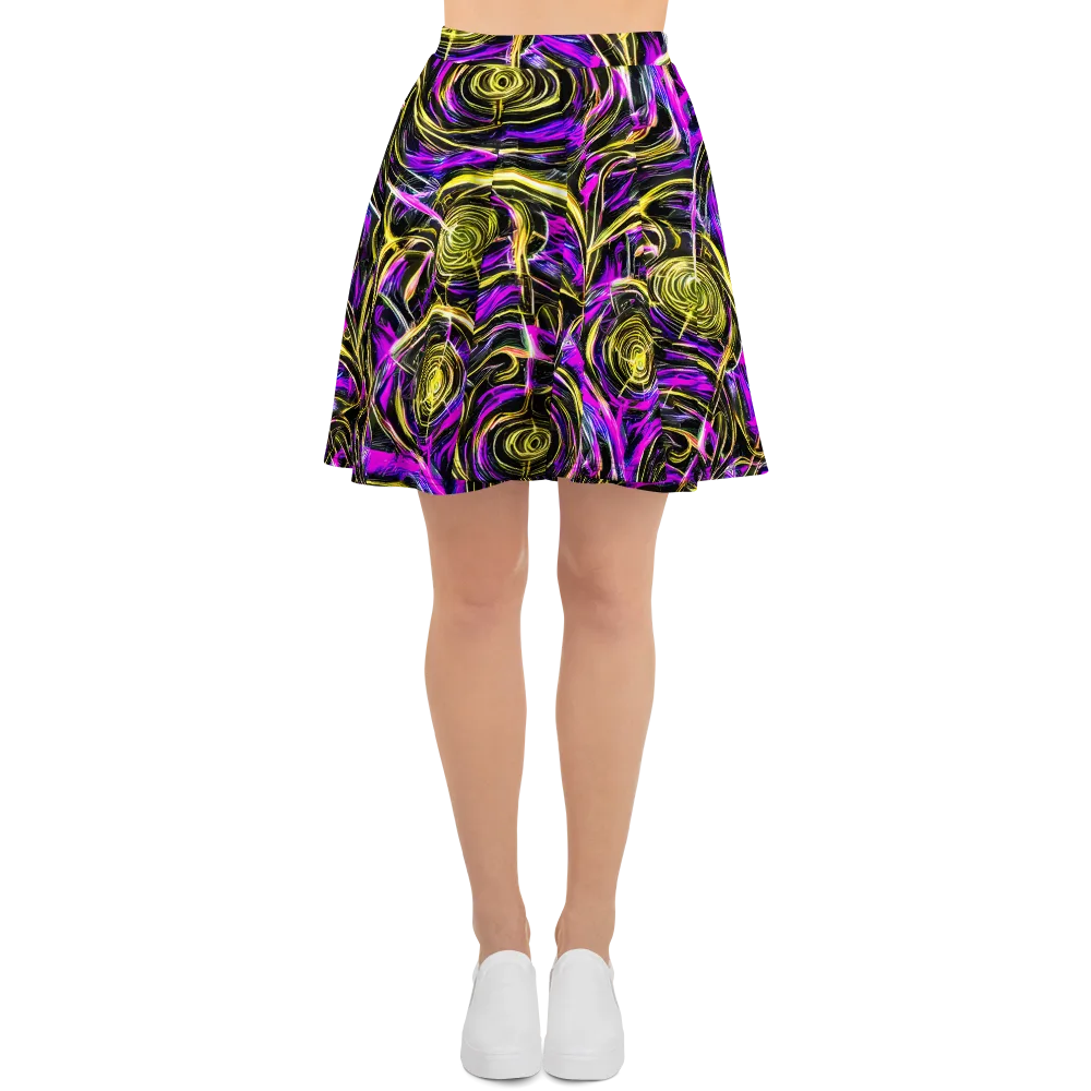 Ultraviolet Whirl on Skater Skirt — Front