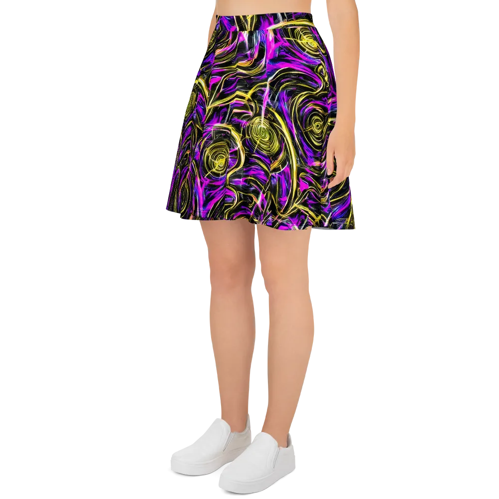 Ultraviolet Whirl on Skater Skirt — Left