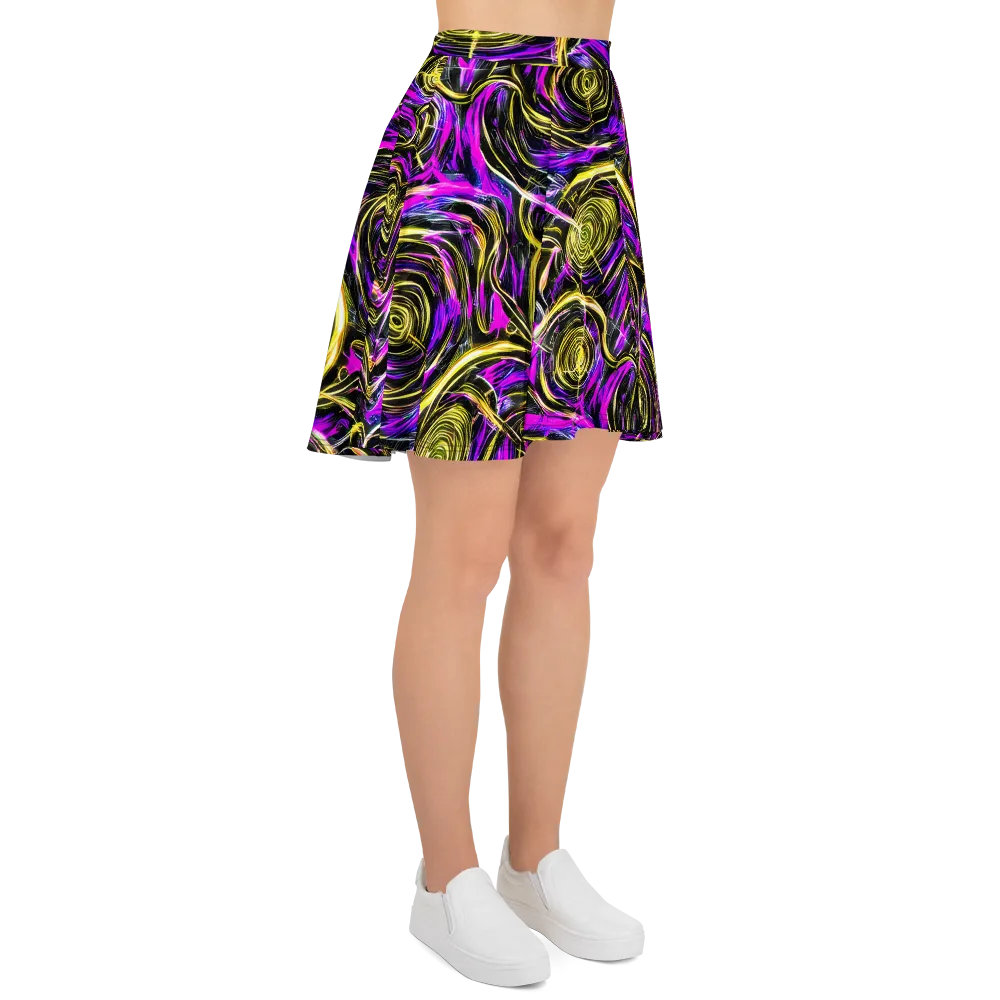 Ultraviolet Whirl on Skater Skirt — Right