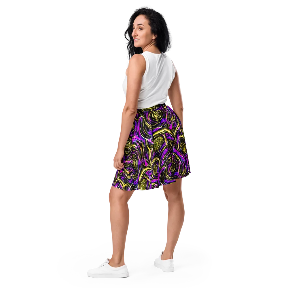 Ultraviolet Whirl on Skater Skirt — Back