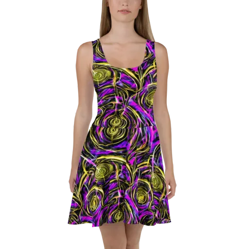 Ultraviolet Whirl on a Skater Dress