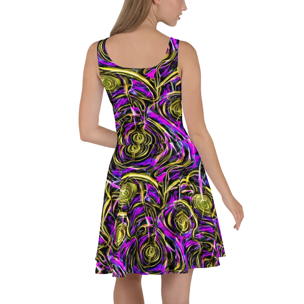 Ultraviolet Whirl on Skater Dress — Back