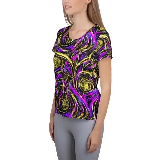 Ultraviolet Whirl on a Women's Athletic T-Shirt
