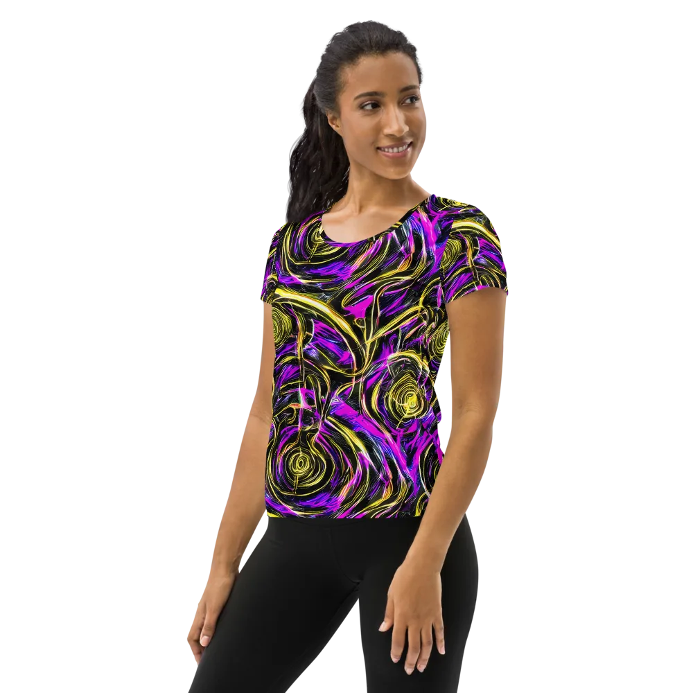 Ultraviolet Whirl on Women's Athletic T-Shirt — Left