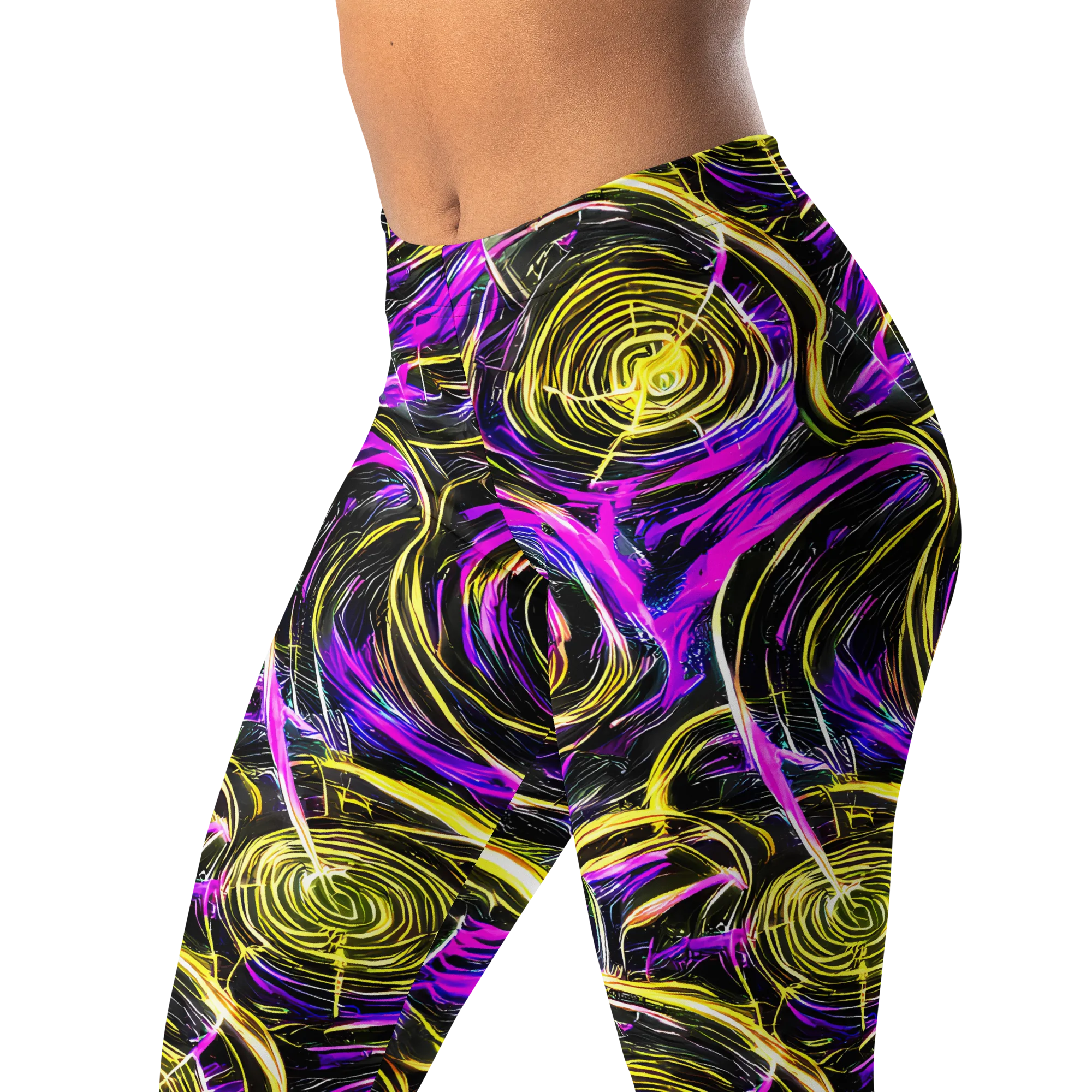 Ultraviolet Whirl on Leggings — Left Front