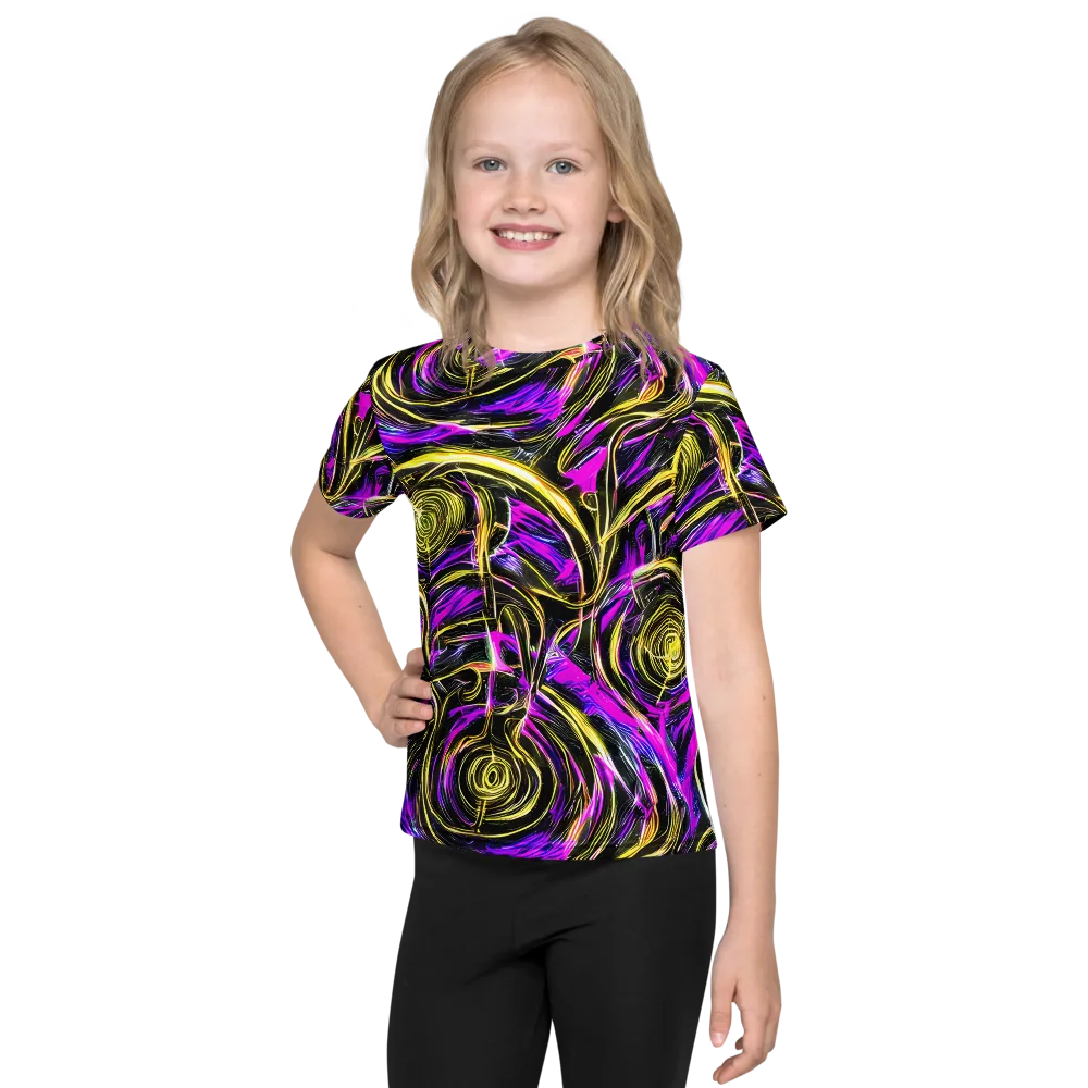 Ultraviolet Whirl on Kids Crew Neck T-Shirt — Front