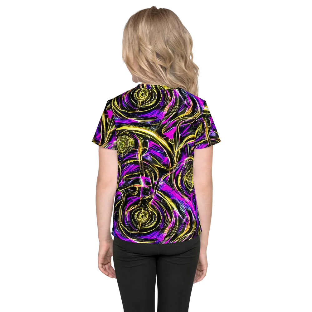 Ultraviolet Whirl on Kids Crew Neck T-Shirt — Back