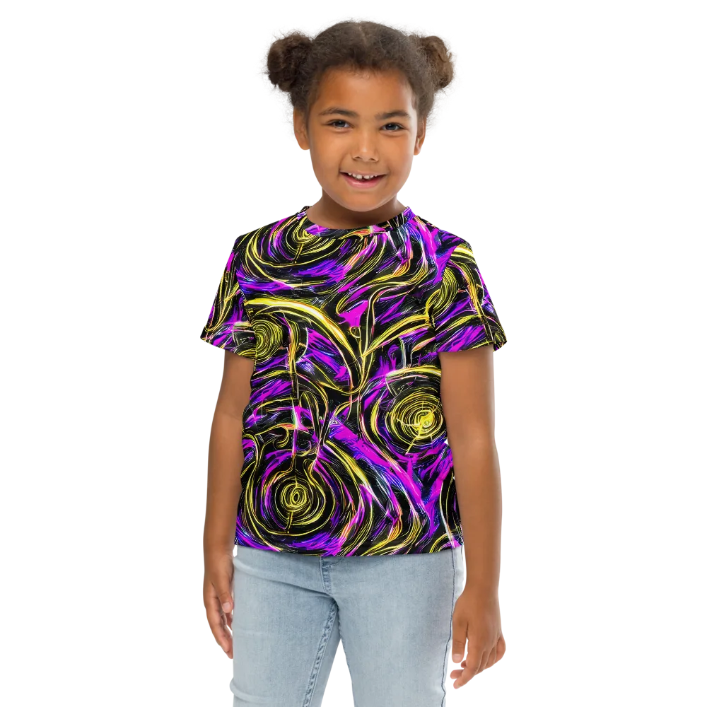 Ultraviolet Whirl on Kids Crew Neck T-Shirt — Front