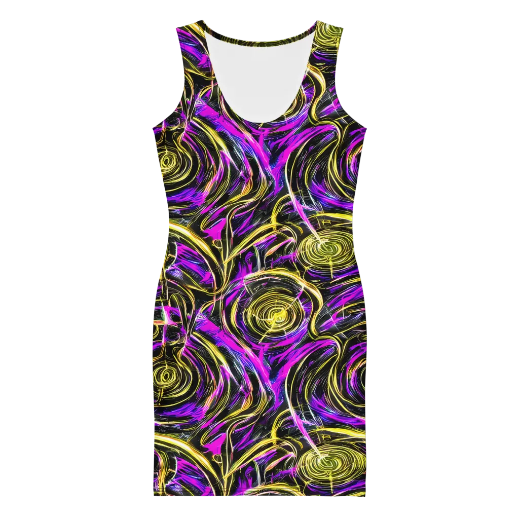 Ultraviolet Whirl on Bodycon Dress — Front