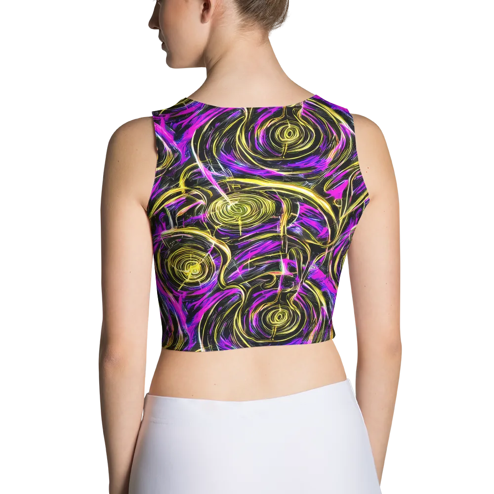 Ultraviolet Whirl on Crop Top — Back