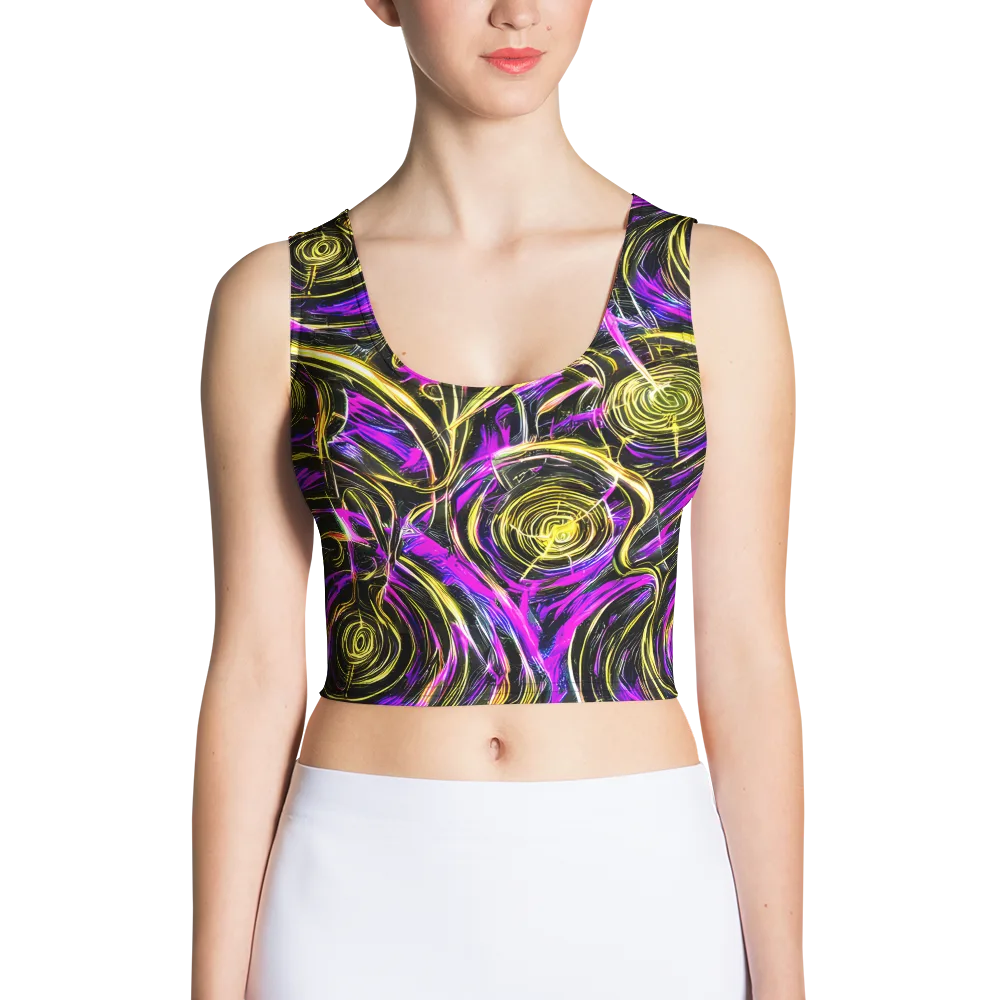 Ultraviolet Whirl on Crop Top — Front