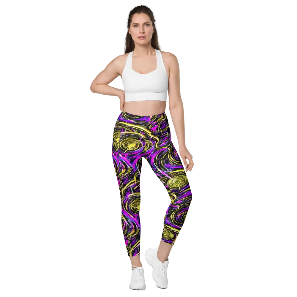 Ultraviolet Whirl on Leggings with Pockets — Front