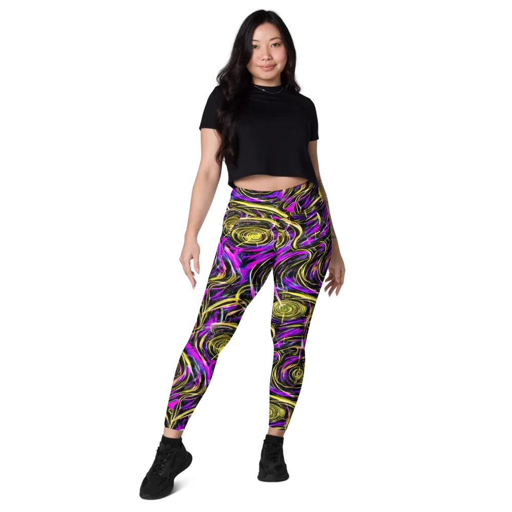 Ultraviolet Whirl on Leggings with Pockets — Front