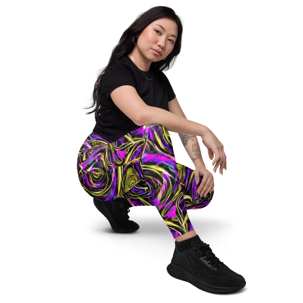 Ultraviolet Whirl on Leggings with Pockets — Right Front