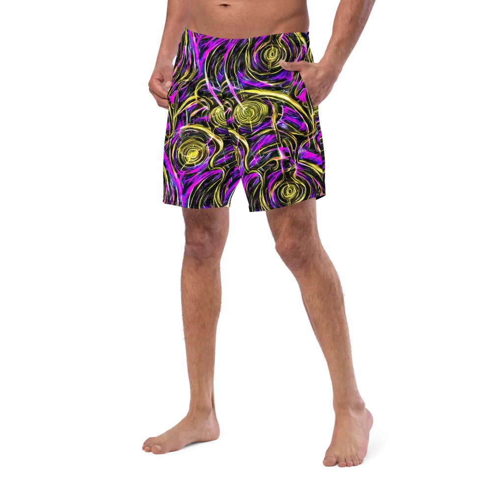 Ultraviolet Whirl on Swim Trunks — Left Front
