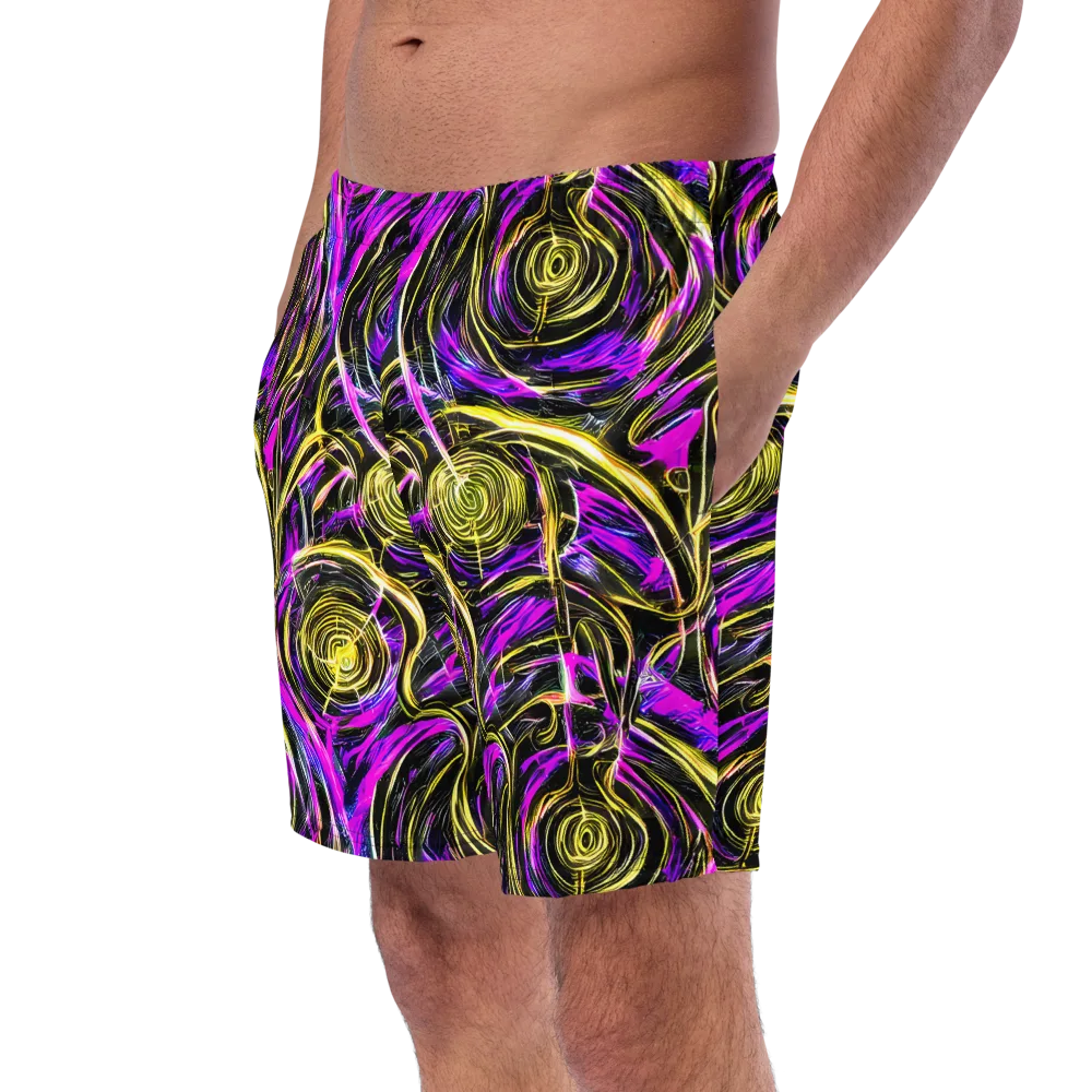 Ultraviolet Whirl on Swim Trunks — Left Front