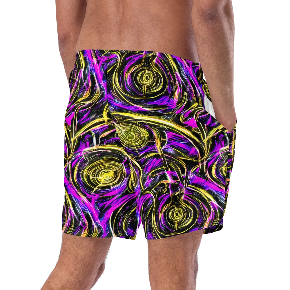 Ultraviolet Whirl on Swim Trunks — Right Back