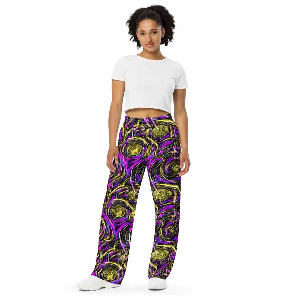 Ultraviolet Whirl on Wide-Leg Pants — Front