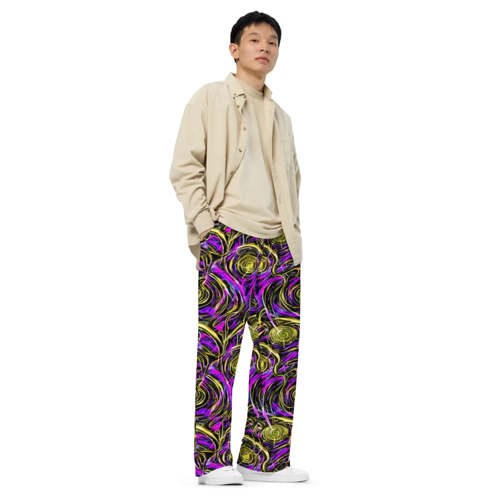 Ultraviolet Whirl on Wide-Leg Pants — Right Front