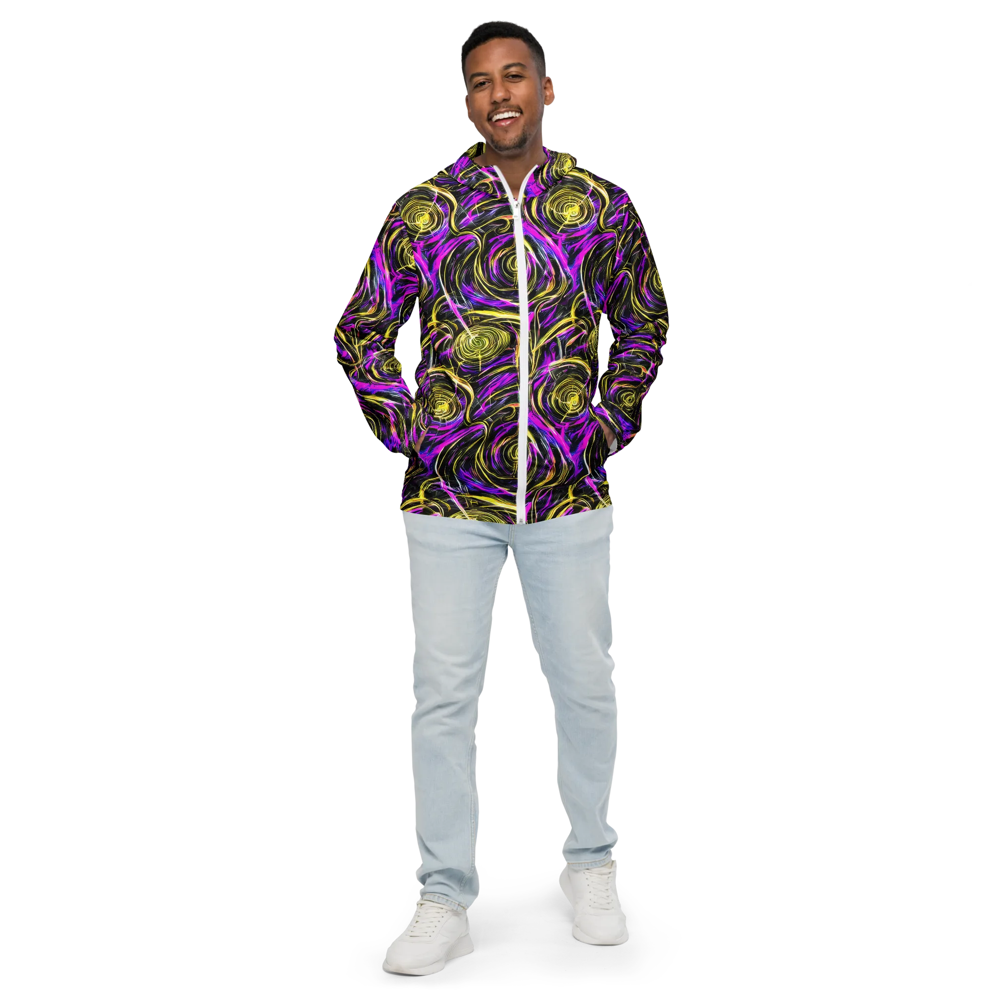 Ultraviolet Whirl on Men's Windbreaker — Front
