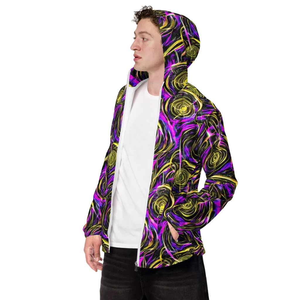 Ultraviolet Whirl on Men's Windbreaker — Left Front