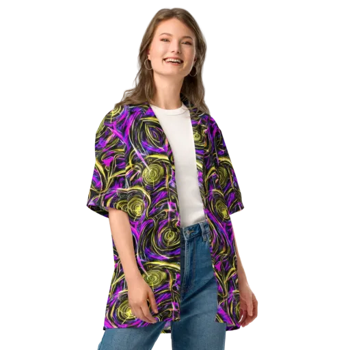 Ultraviolet Whirl on a Button Shirt