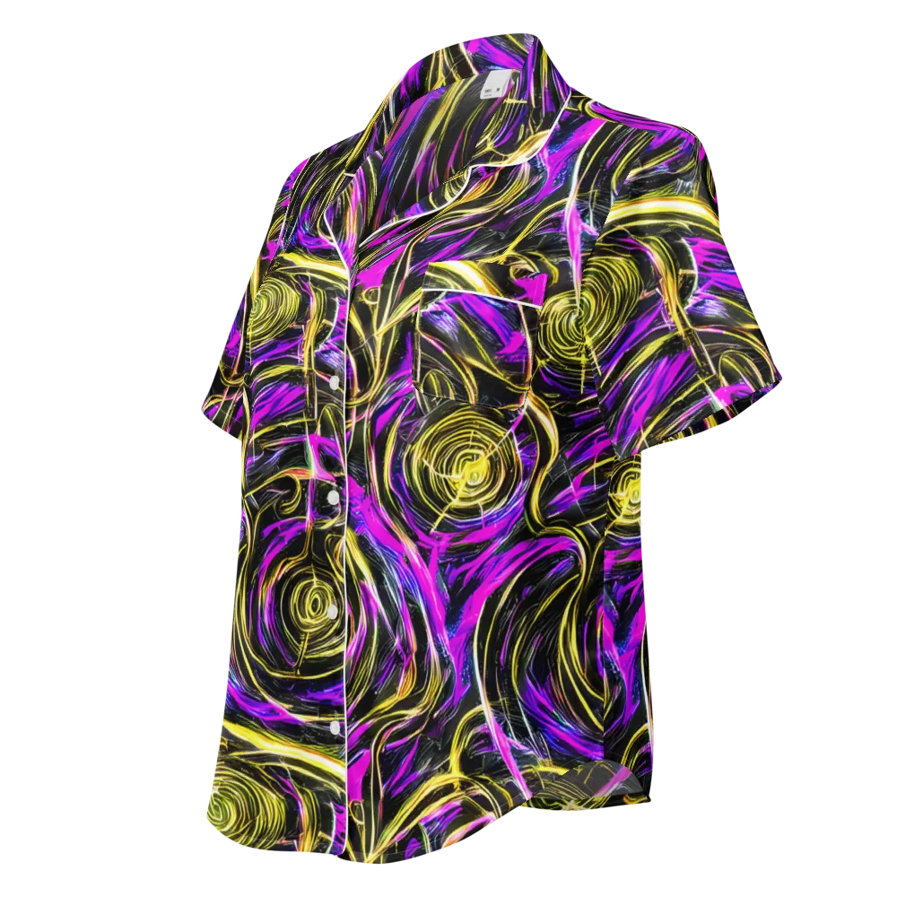 Ultraviolet Whirl on Women's Short Sleeve Pajama Top — Left Front