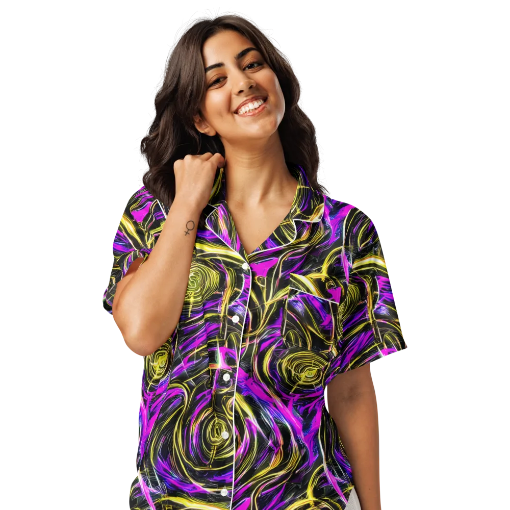 Ultraviolet Whirl on Women's Short Sleeve Pajama Top — Front