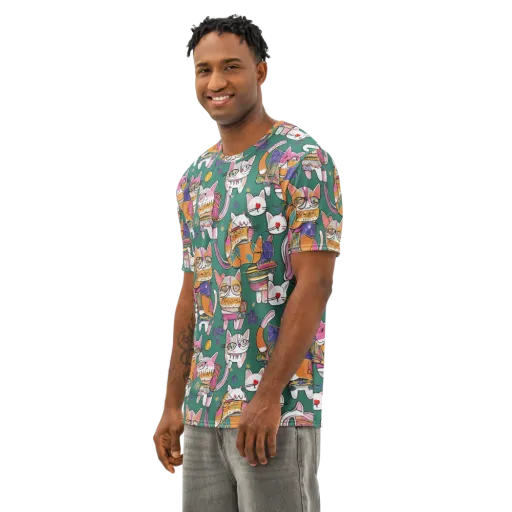 Neon Catwalk on a Men's Cotton Crew Neck T-Shirt