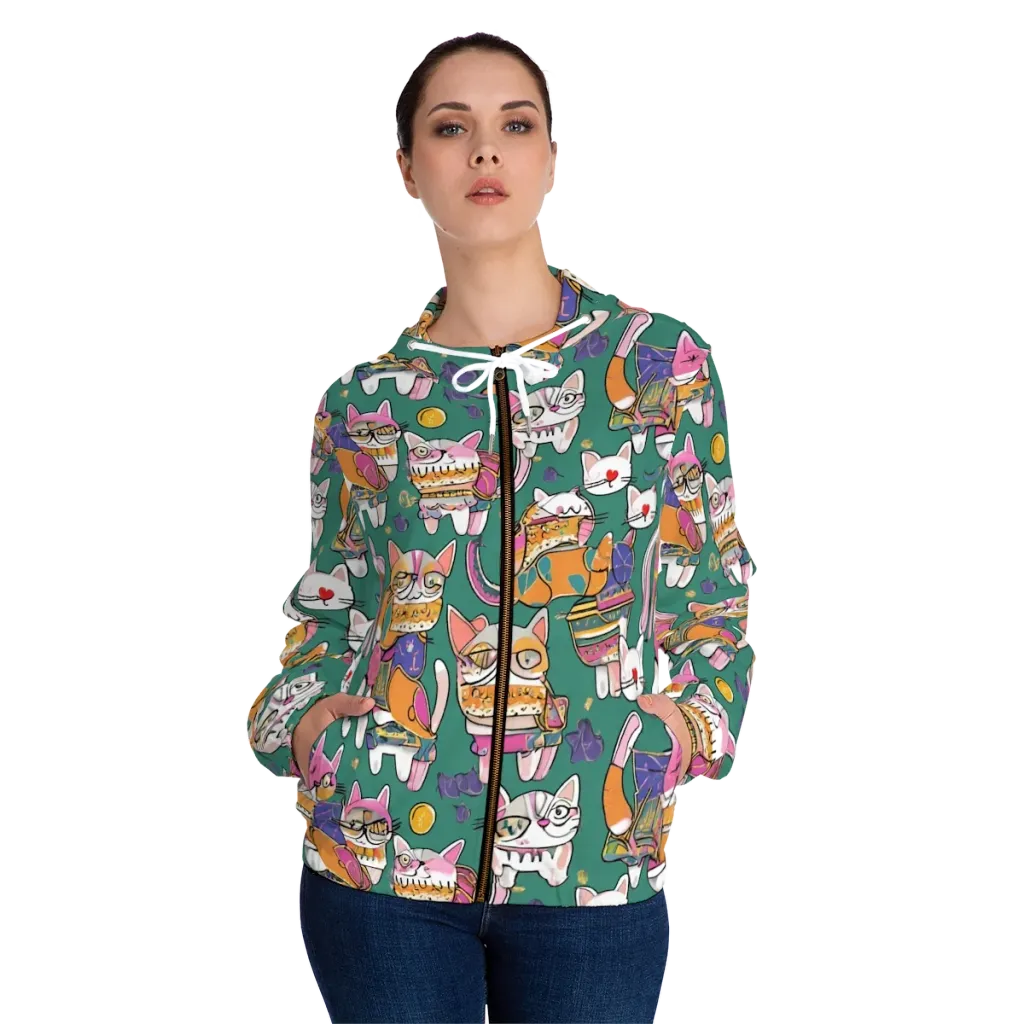 Neon Catwalk on Women's Full-Zip Hoodie — Front On Person