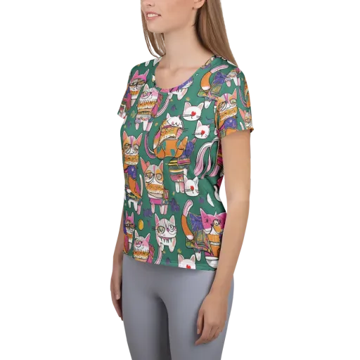 Neon Catwalk on a Women's Athletic T-Shirt