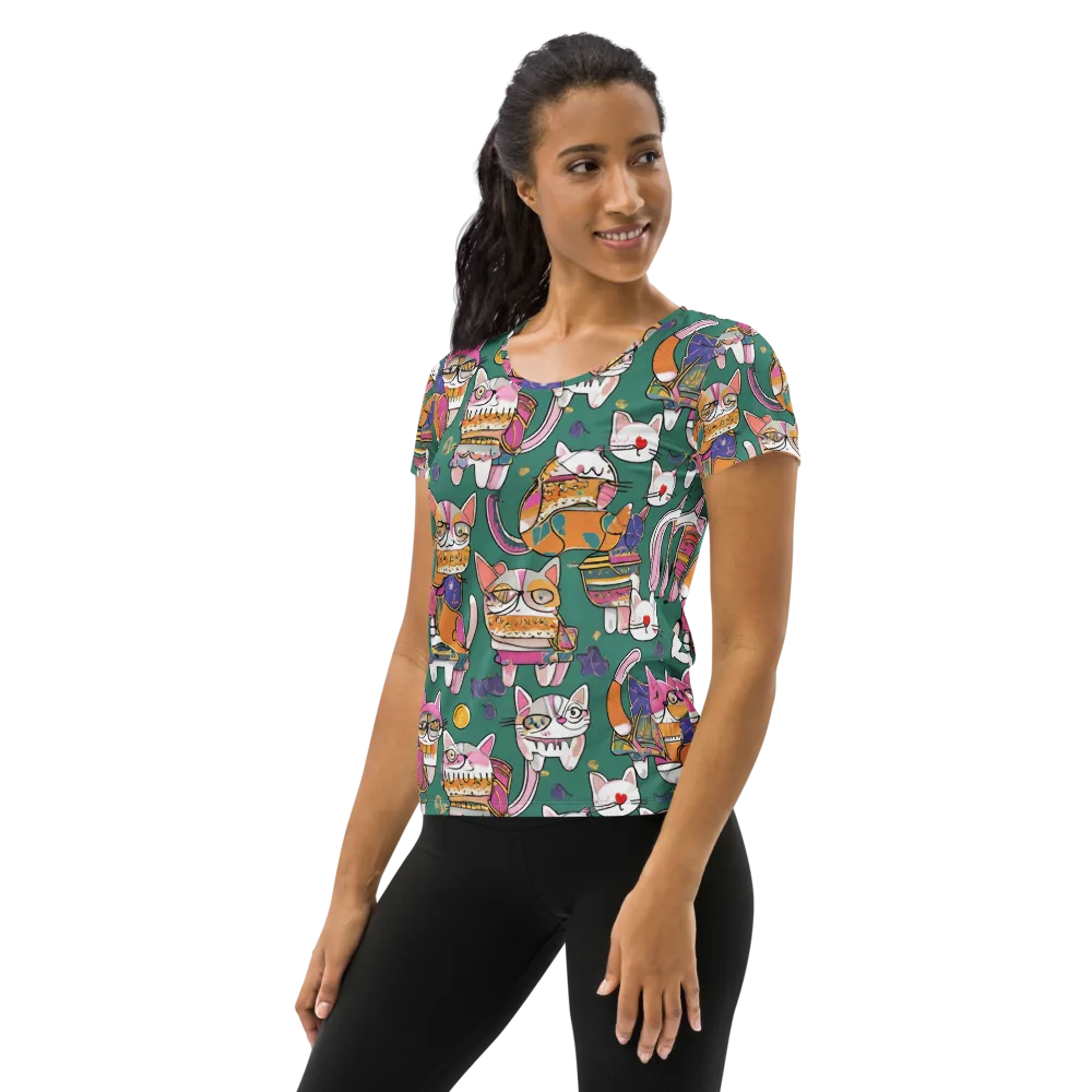 Neon Catwalk on Women's Athletic T-Shirt — Left
