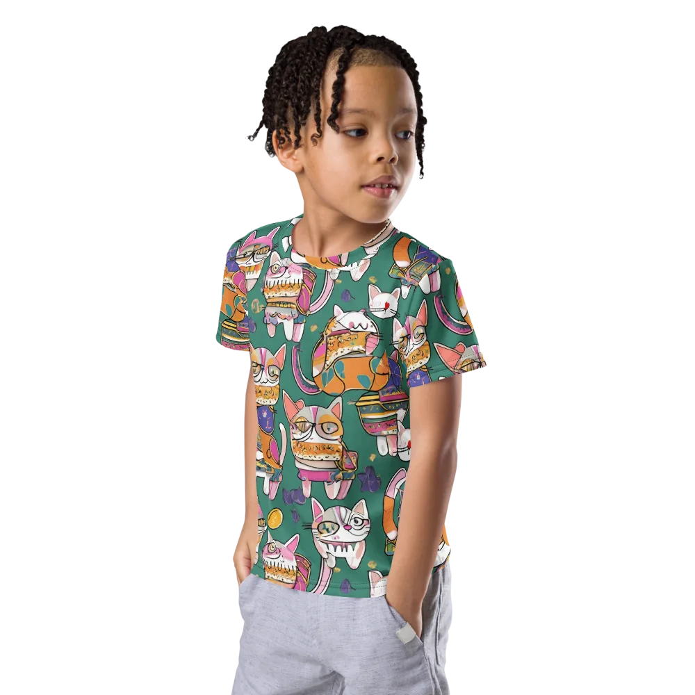Neon Catwalk on Kids Crew Neck T-Shirt — Left Front