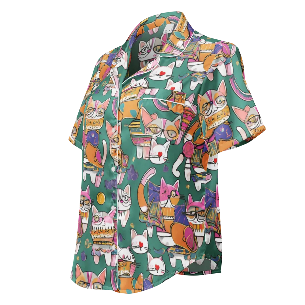 Neon Catwalk on Women's Short Sleeve Pajama Top — Left Front