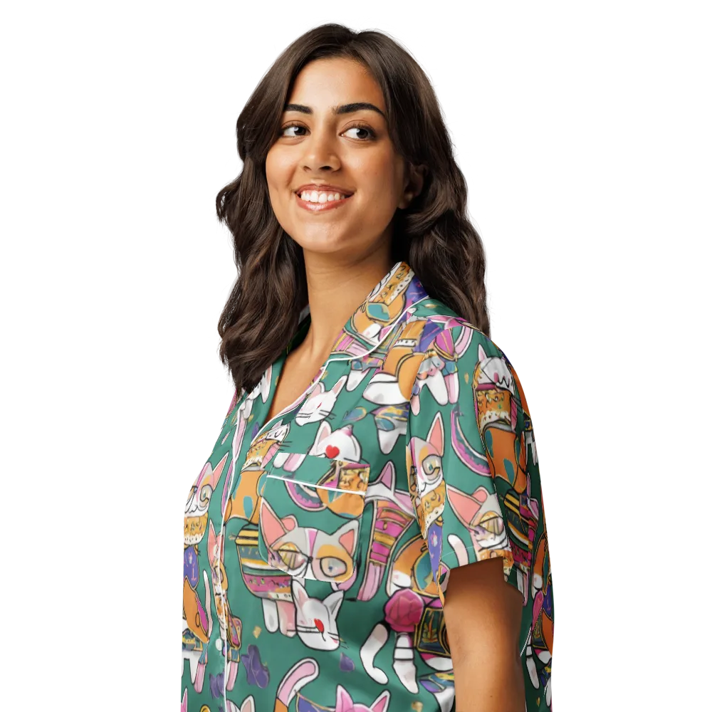 Neon Catwalk on Women's Short Sleeve Pajama Top — Left Front