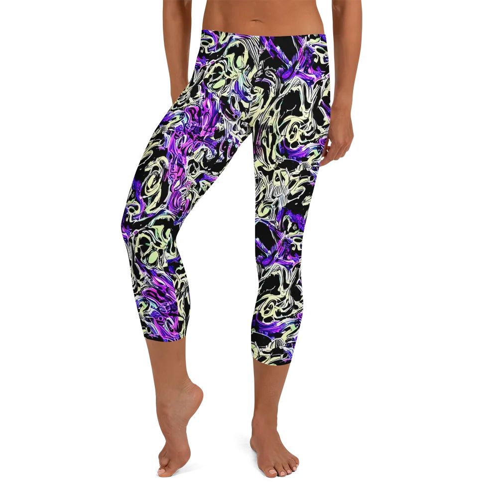 Neon Noir on Capri Leggings — Front